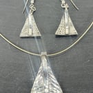 Silver Triangle Pendant and Matching Earrings in PMC3