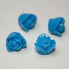 Resin mini roses in blue   - 10 pcs