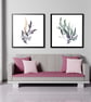Watercolour leaves wall prints, purple plants wall decor, leaf wall art prints - Image 5