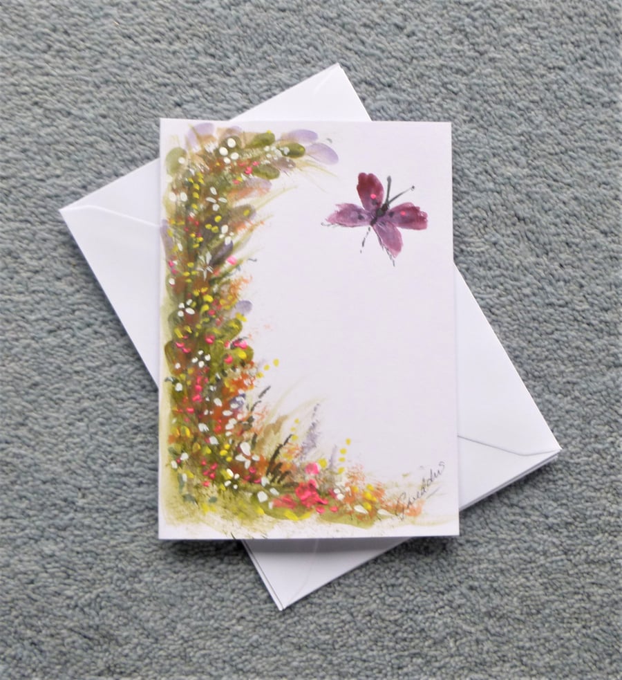 original art hand painted all occasion butterfly greetings card ( ref F 264 )
