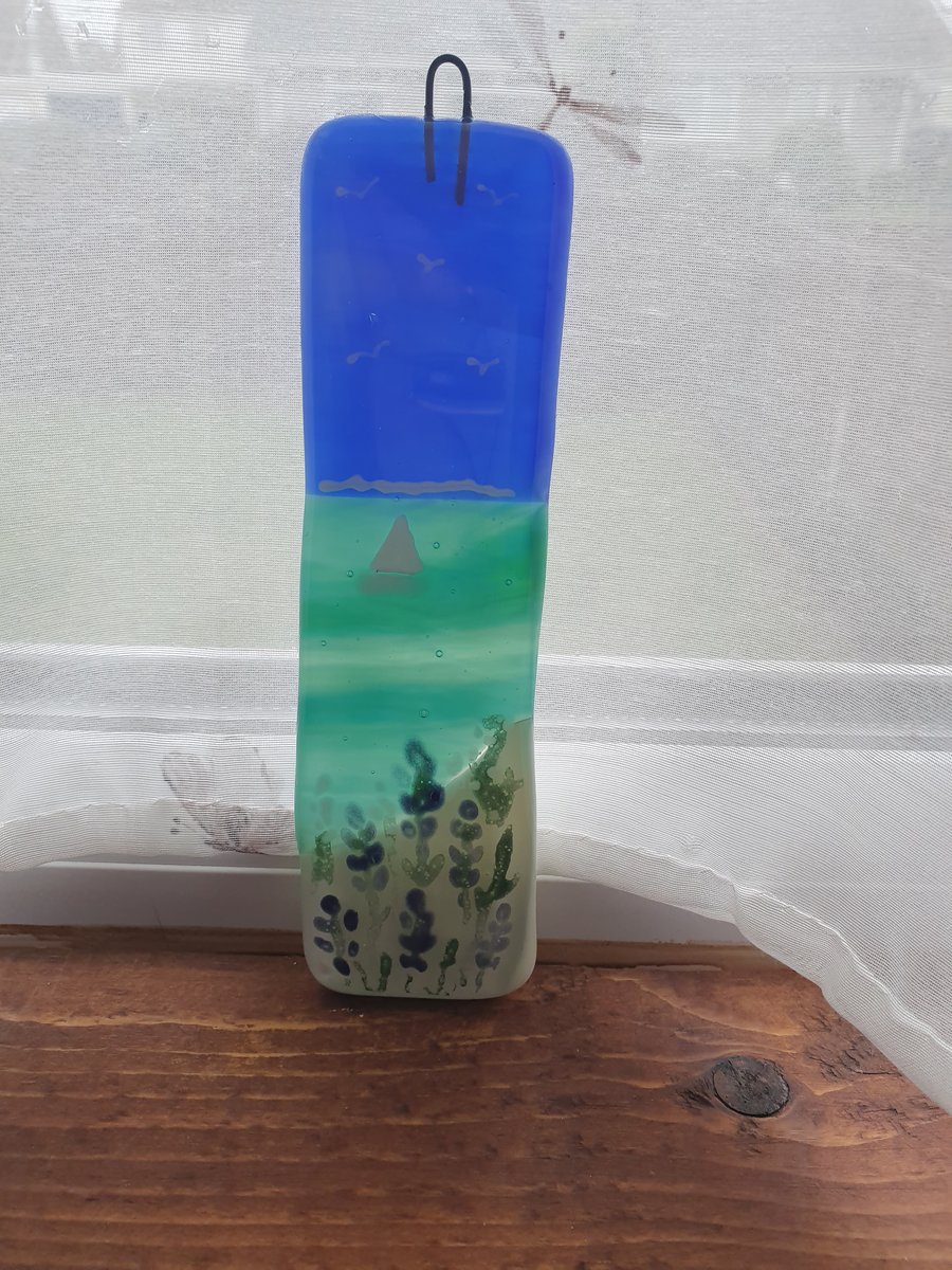 "By the Bay" Fused Glass hanger