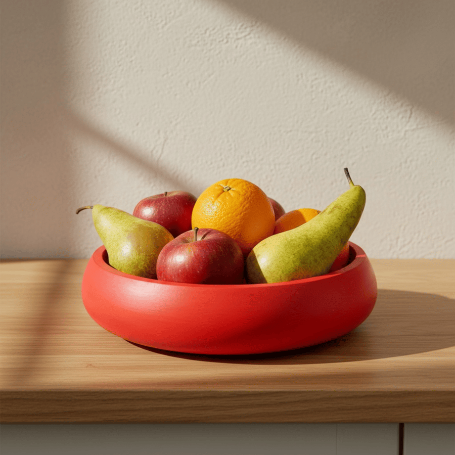 Handmade to Order Red Fruit Bowl and Decorative Bowl, 25 cm Tabletop Centrepiece