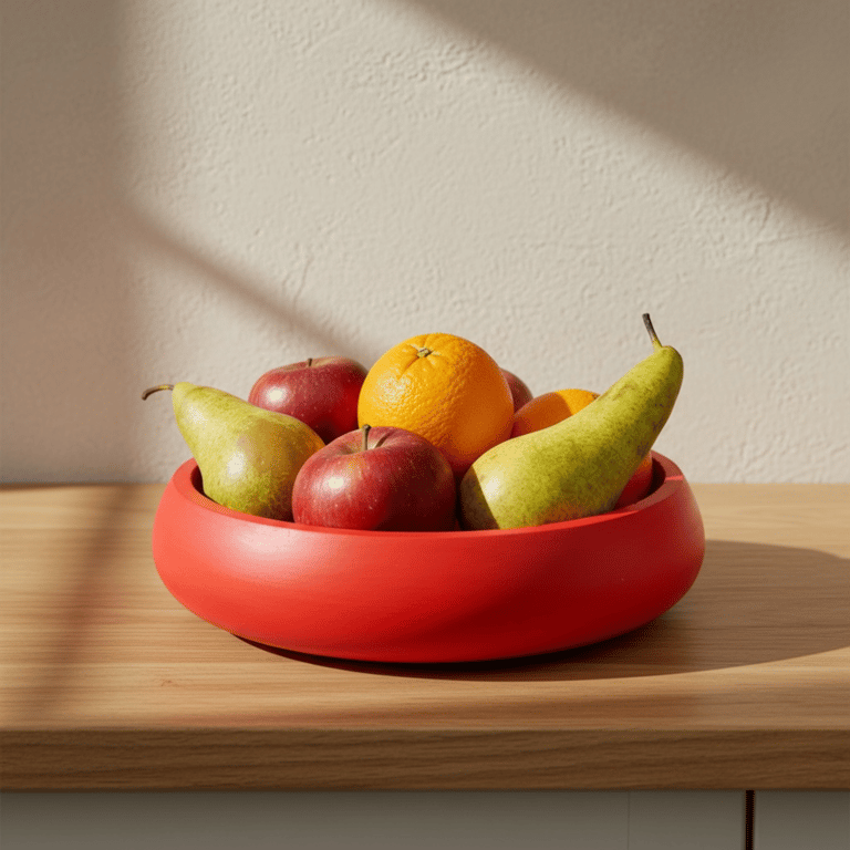 Handmade to Order Red Fruit Bowl and Decorative Bowl, 25 cm Tabletop Centrepiece