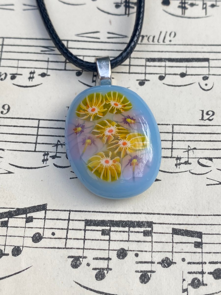Summer Meadow Fused Glass Pendant