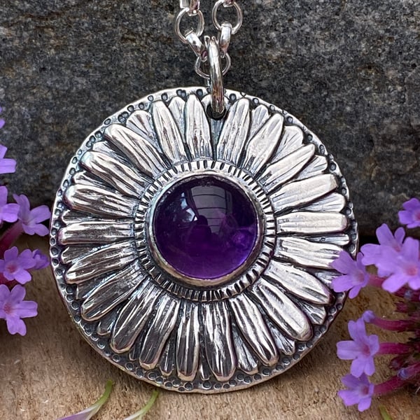 Aster Pendant with Amethyst