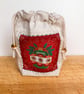 Double Sided Fabric Christmas Gift Bag – Star and Bauble Motif  - Image 6