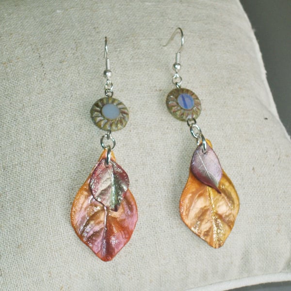 Handcrafted Leaf Earrings FREE UK Post