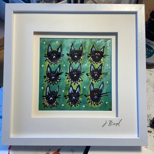 Posh cats. Original painting. Funny. Cat lovers. Animals, nature. Quirky.