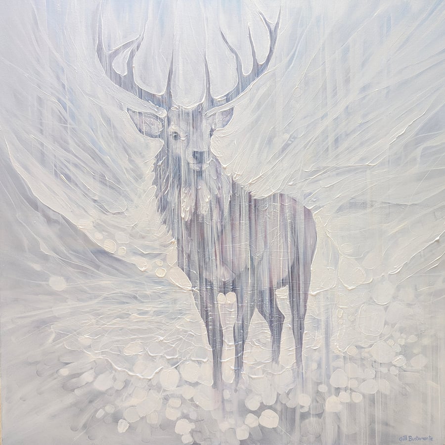 Image of Resilience, a Winter White Stag painting