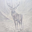 Resilience, a Winter White Stag painting
