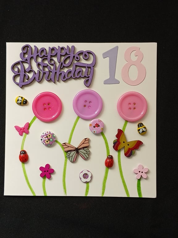 Handmade 18th birthday card 