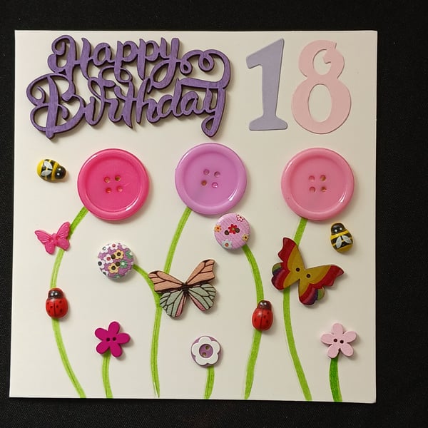 Handmade 18th birthday card 