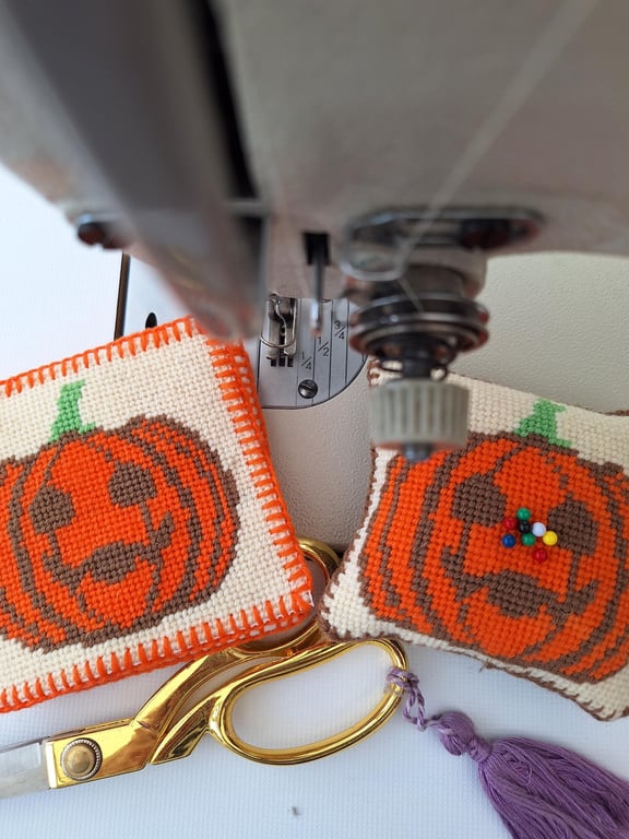 Autumn Halloween Needlepoint Tapestry Kit - DIY Pincushion or Needle Case Gift