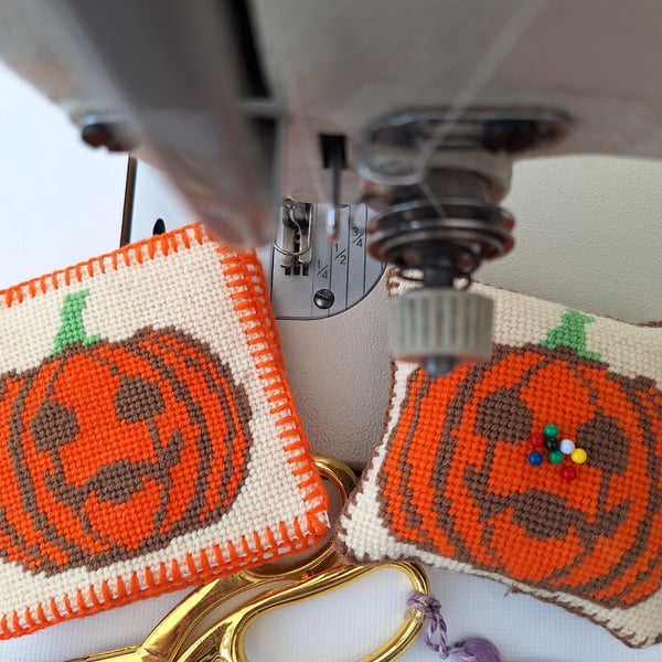 Autumn Halloween Needlepoint Tapestry Kit - DIY Pincushion or Needle Case Gift