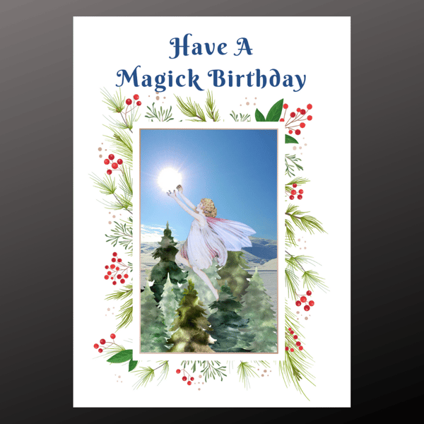 Have A Magick Birthday Card Witch Flying Personalised Seeded Wiccan Pagan