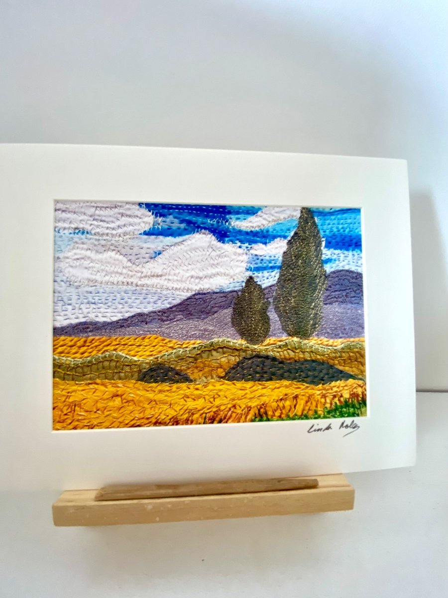 Thank you Vincent, original landscape textile art print 