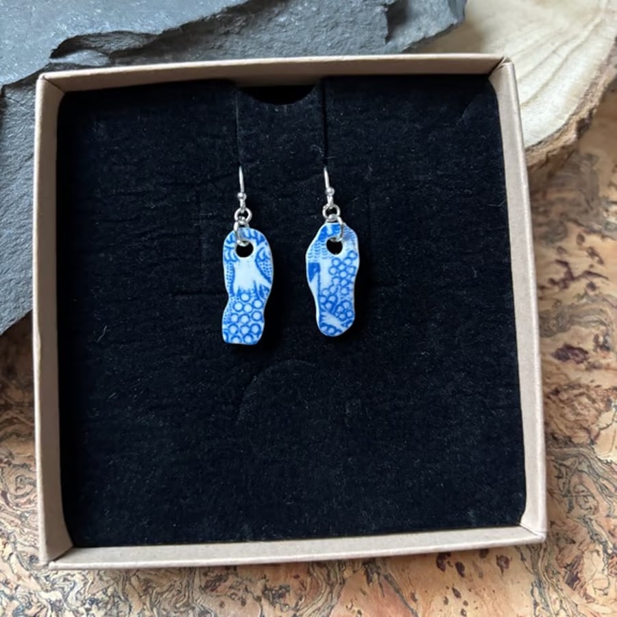 Handmade Drop Earrings, Broken Ceramic, Unique Earrings