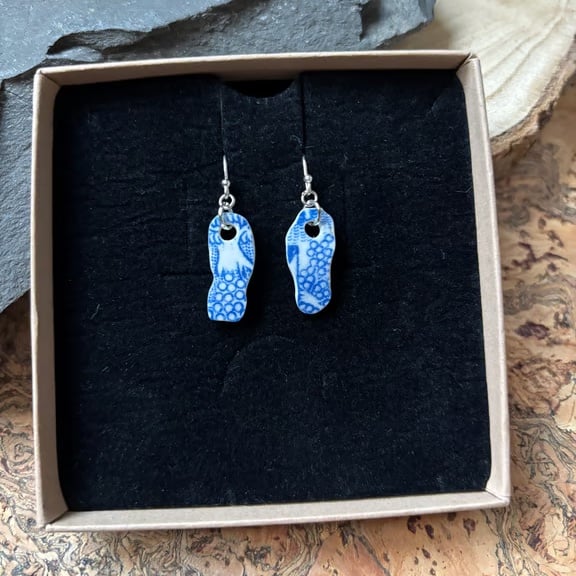 Handmade Drop Earrings, Broken Ceramic, Unique Earrings