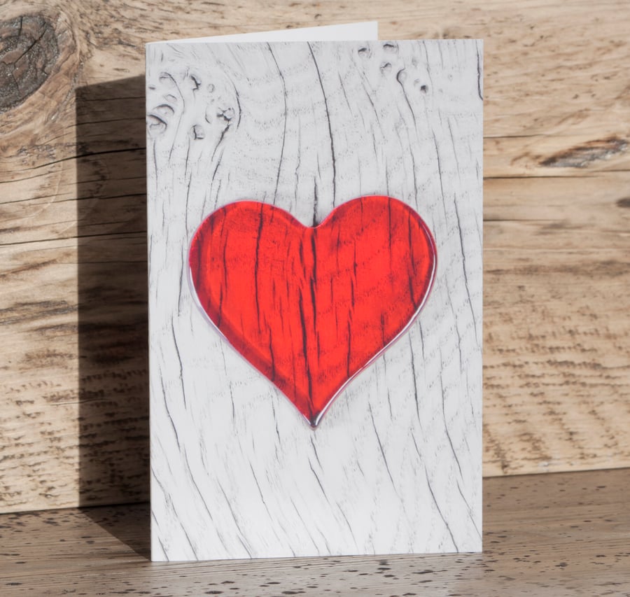 Heart Card - Red on a Grey Background