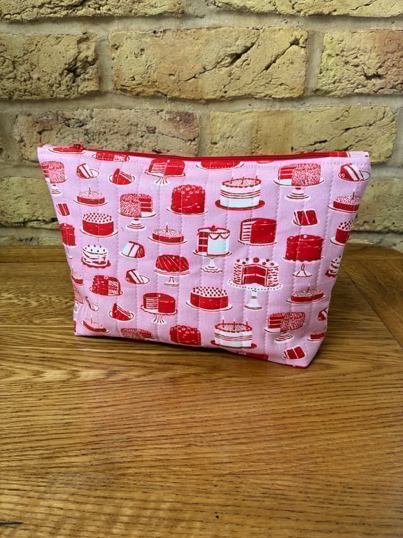 Cakes With Candles Print Quilted Fabric Makeup Bag