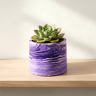 Small Purple Marbled Plant Pot - 7.5 cm Violet Mini Succulent Pot 