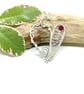 Silver Filled Heart Pendant with Red Crystal Bead - Image 1