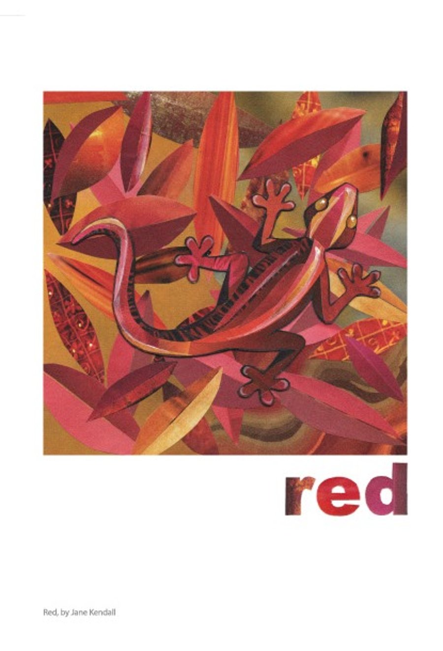 Red Lizard Colour Collage Print