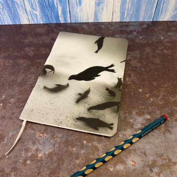 Notebook, Marine themed, A5 (ish), made from up-cycled and recycled materials.