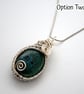 Green Ceramic Wirework Pendant Necklace - Choice of 2 Designs - Image 3