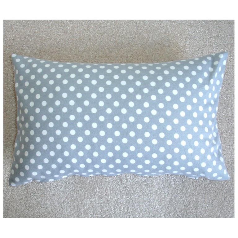 Tempur Travel Pillow Cover Brushed Cotton 16"x10" 16x10 Flannel Grey White Spots