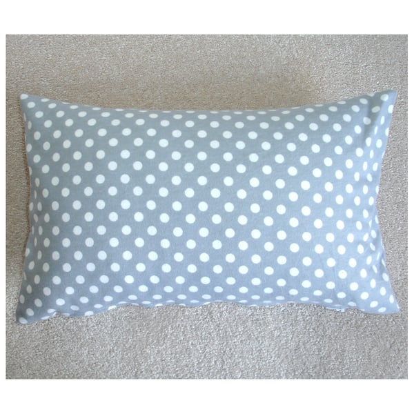 Tempur Travel Pillow Cover Brushed Cotton 16"x10" 16x10 Flannel Grey White Spots
