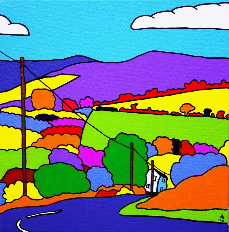 Pen Cerrig, Black Mountains, Wales Btight colourful giclee print