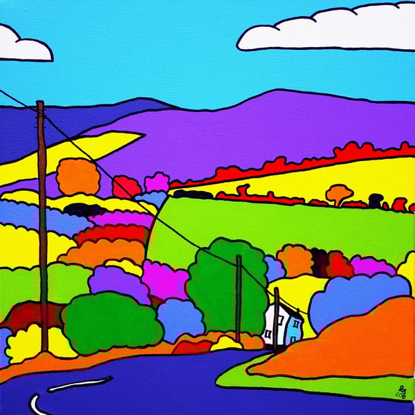 Pen Cerrig, Black Mountains, Wales Btight colourful giclee print