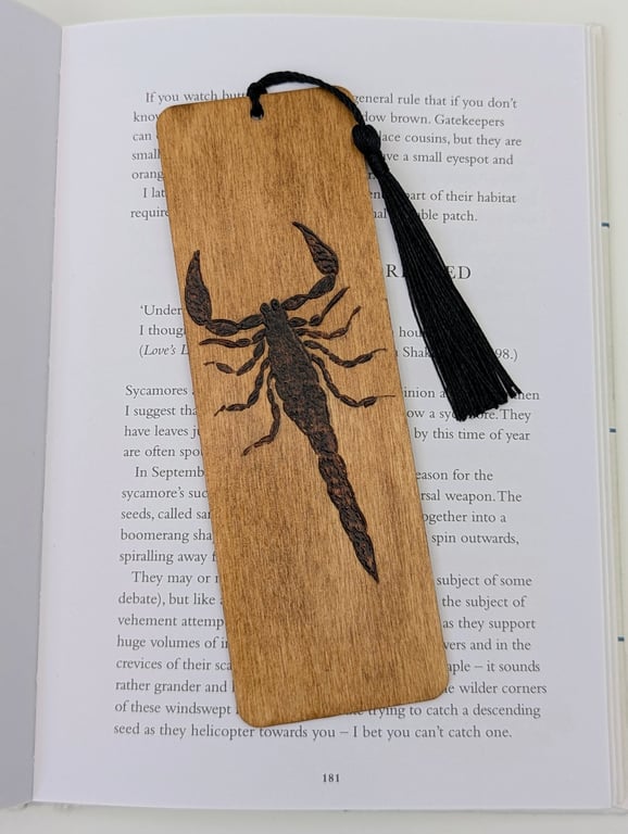 Scorpion bookmark, pyrography, wooden gift for him, Scorpio 