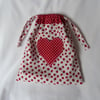 Strawberry Heart Drawstring Bag