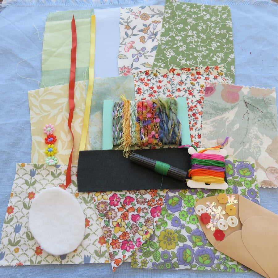 Spring Inspiration Pack - slow stitching, patchwork, collage, small projects