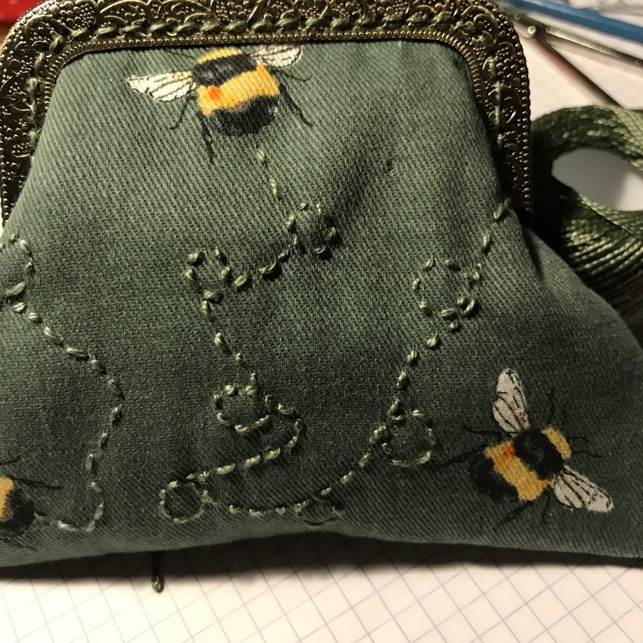 Green Bumble Bee coin purse