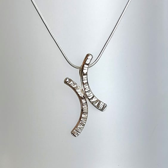 Hammered Sterling Silver Kiss Pendant Necklace 