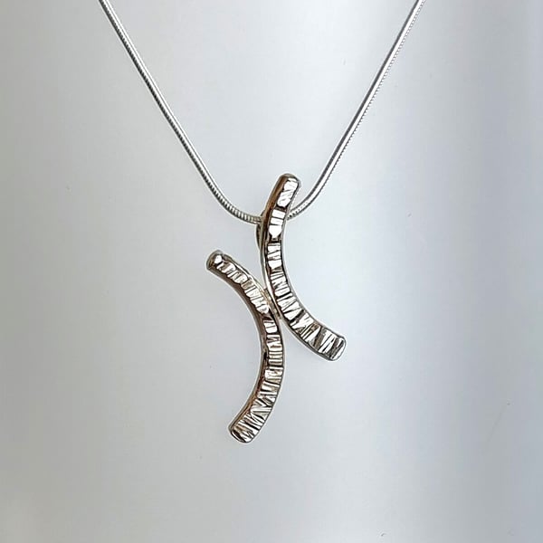 Hammered Sterling Silver Kiss Pendant 