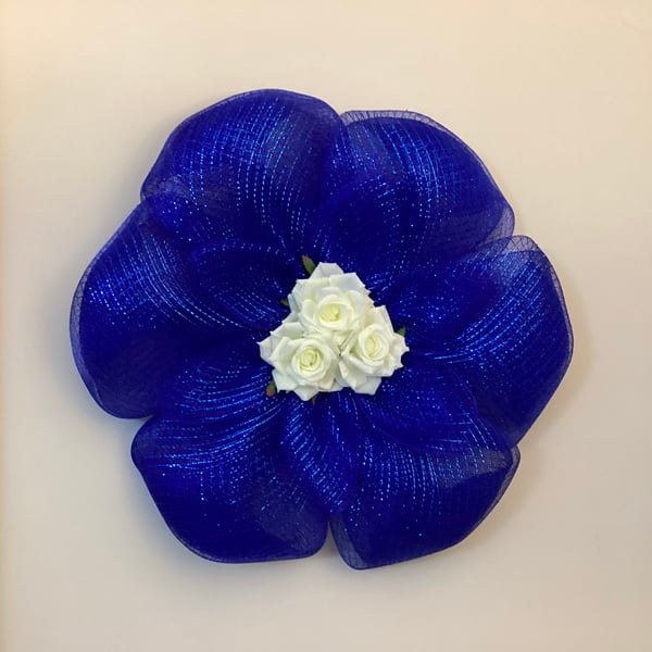 Deco mesh wreath in Royal Blue