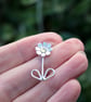 Sterling silver daisy brooch, wedding anniversary gift, silver flower brooch - Image 5