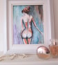 Nude Woman Standing Original Colourful Painting - Image 3