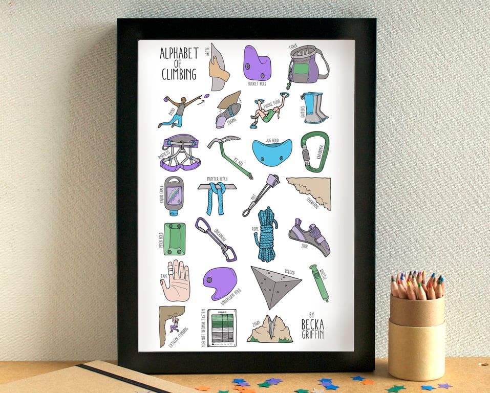 Rock Climbing Alphabet Art Print