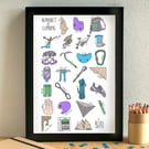Rock Climbing Alphabet Art Print