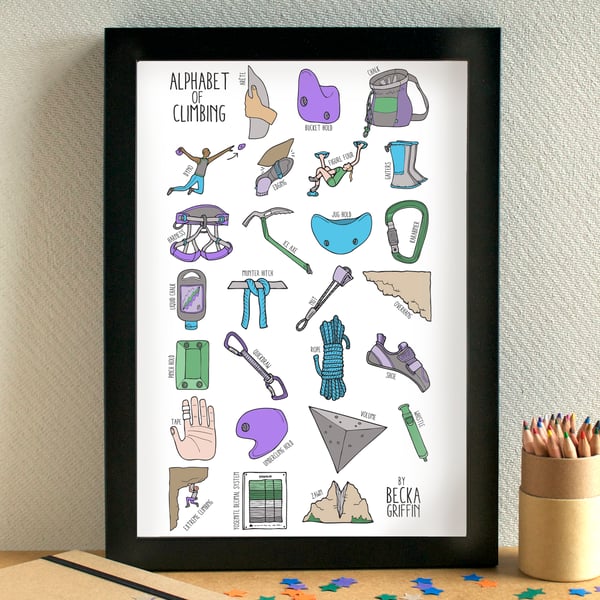 Rock Climbing Alphabet Art Print