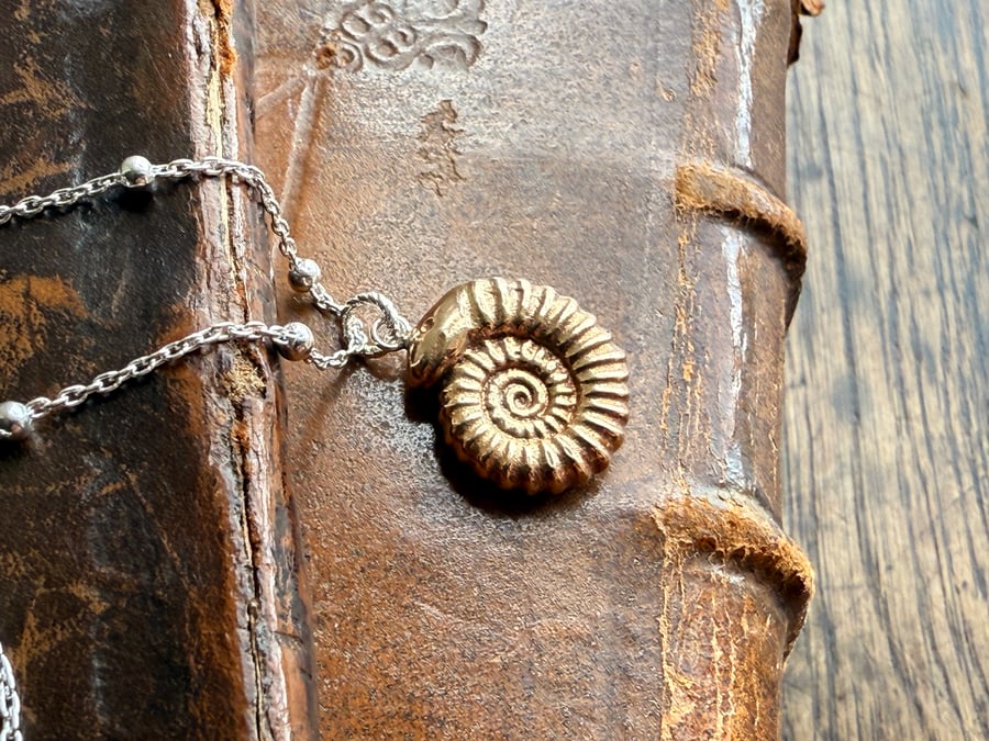 Bronze 'Snake Stone' Pendant, Folklore Necklace St Hilda Whitby 