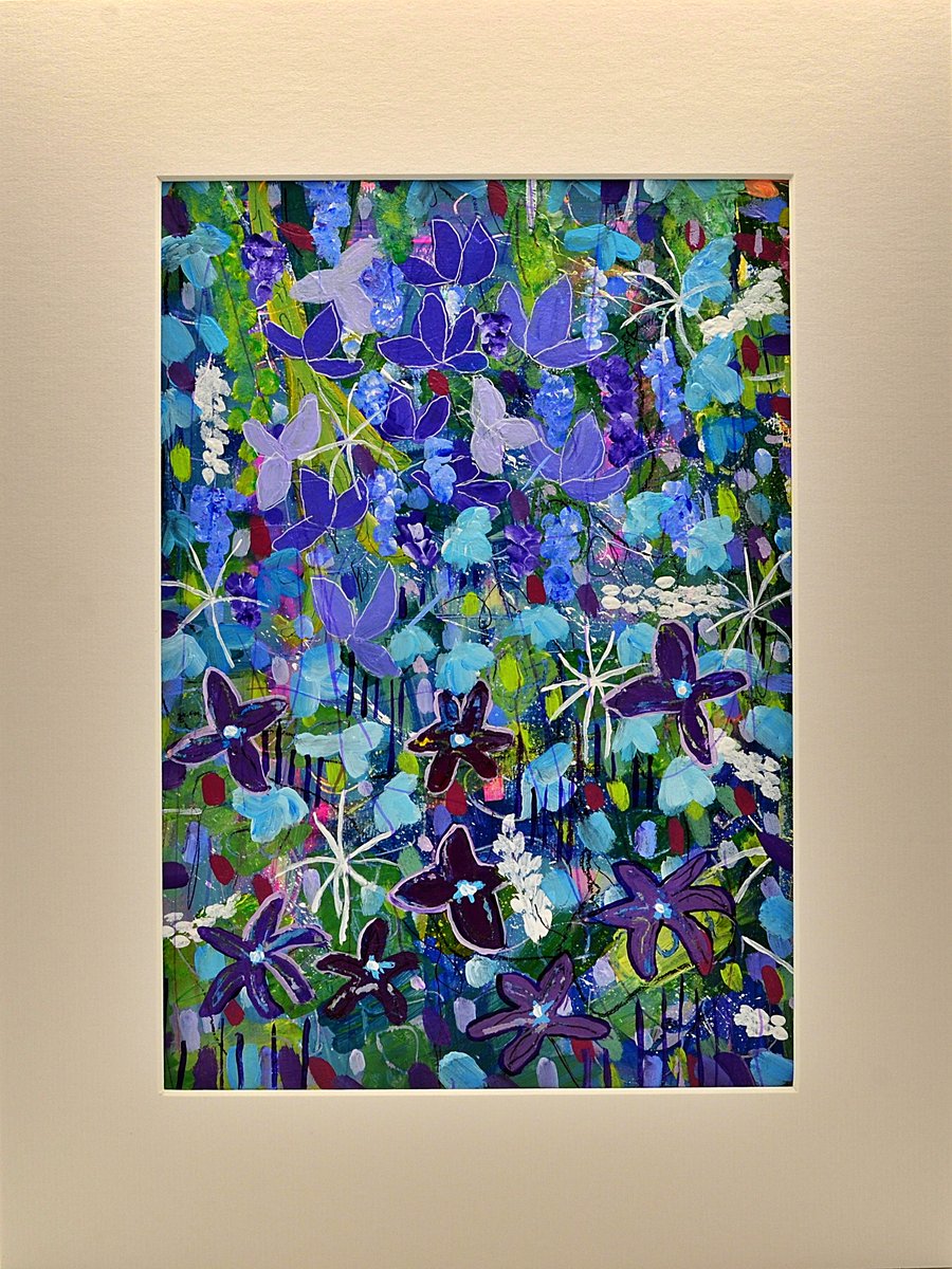 Original Abstract Painting of Purple Flowers (16X12 inches)