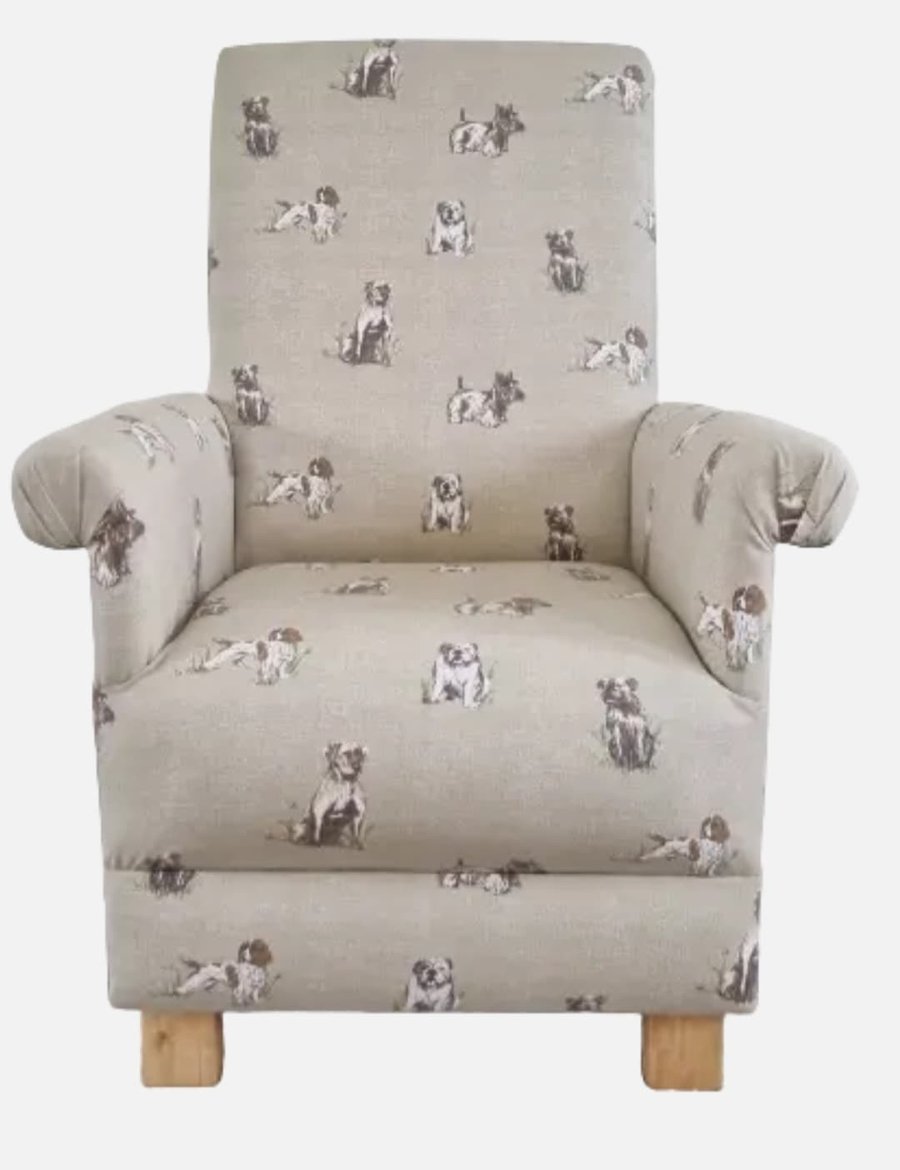 Accent Chair Fryetts Pooch Fabric Adult Armchair Beige Natural Dogs Nursery 