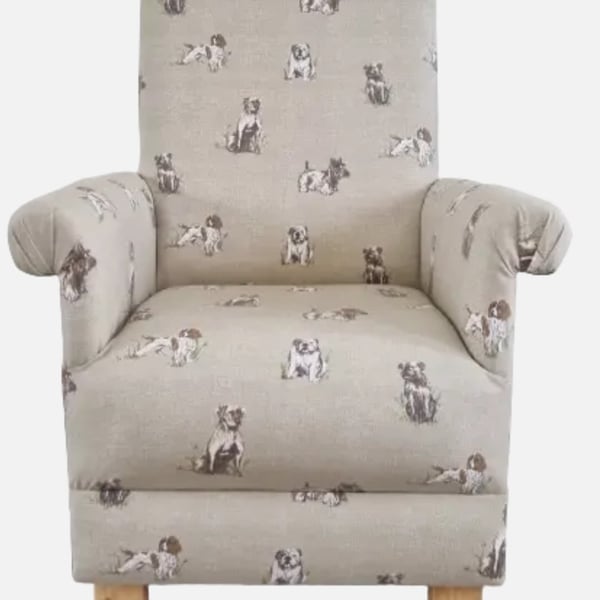 Accent Chair Fryetts Pooch Fabric Adult Armchair Beige Natural Dogs Nursery 