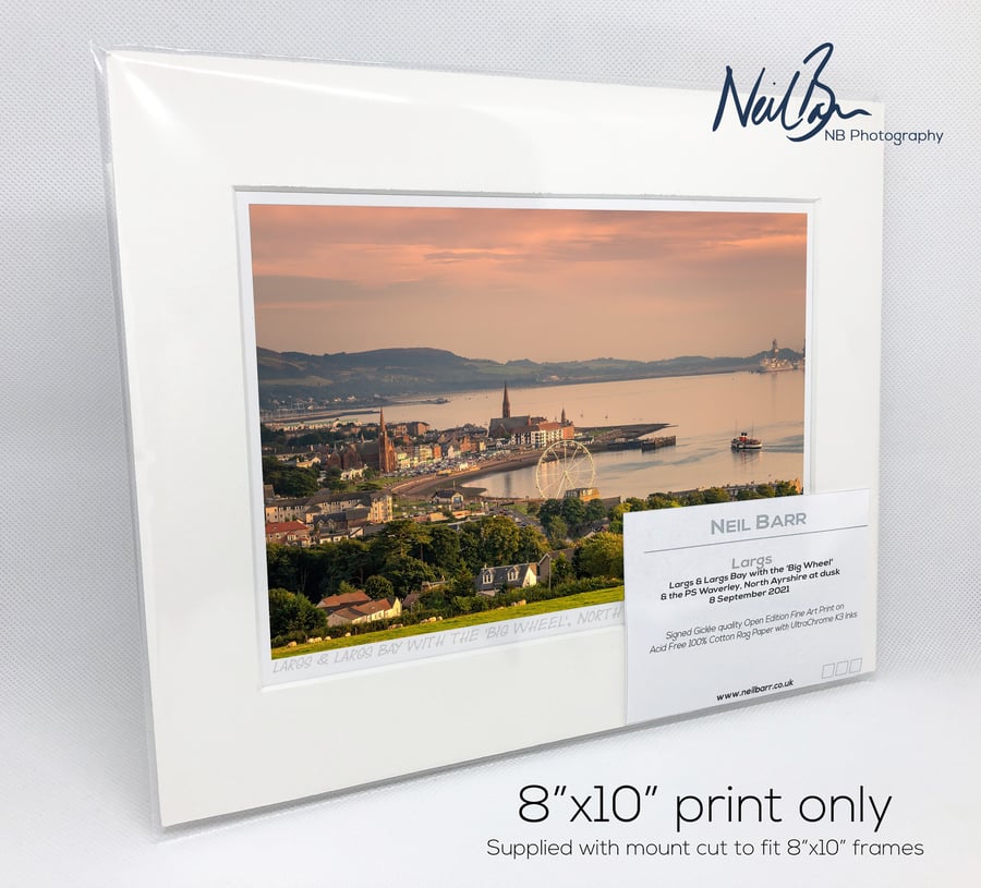 Largs, the Big Wheel and PS Waverley at sunset - A5 (10" x 8) Unframed Print